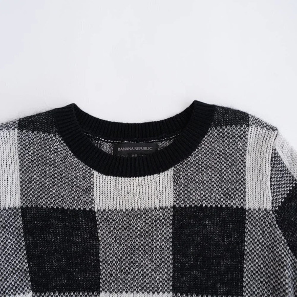 Banana Republic Black & White 61% Cotton 19% Mohair 8%  Wool Crewneck Sweater XS - Picture 10 of 12